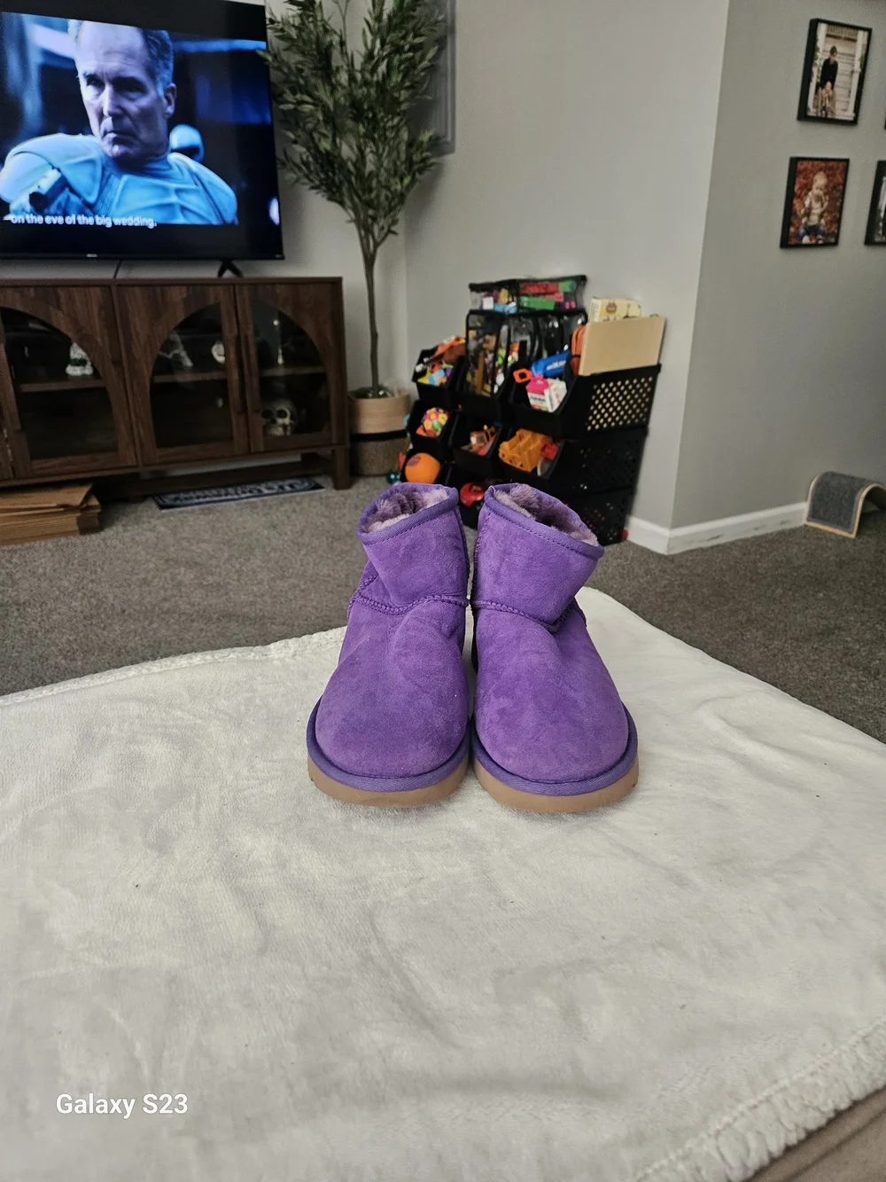 UGG Classic Mini II Purple Suede Sheepskin Boots Women's Size 6 EU 37